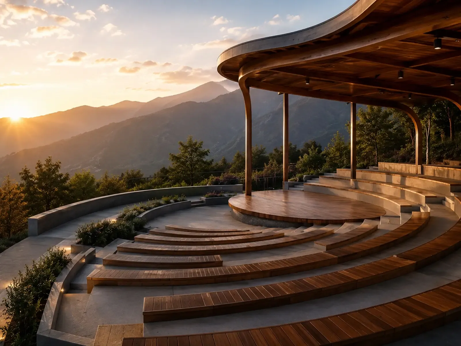 The open-air amphitheatre at dusk