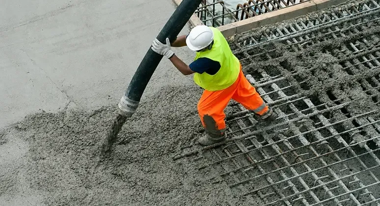 Reinforced concrete and steel structure under construction