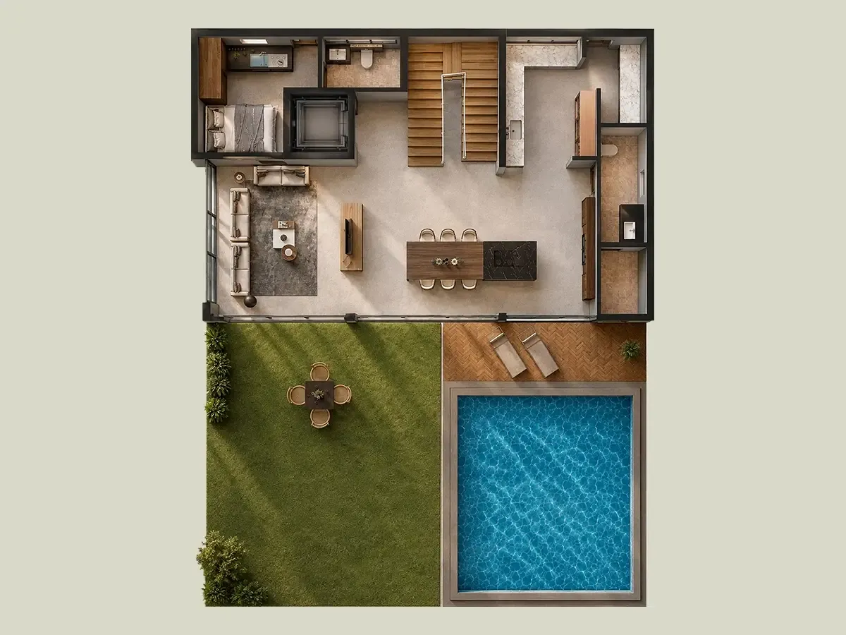 4 BHK Villa ground floor plan