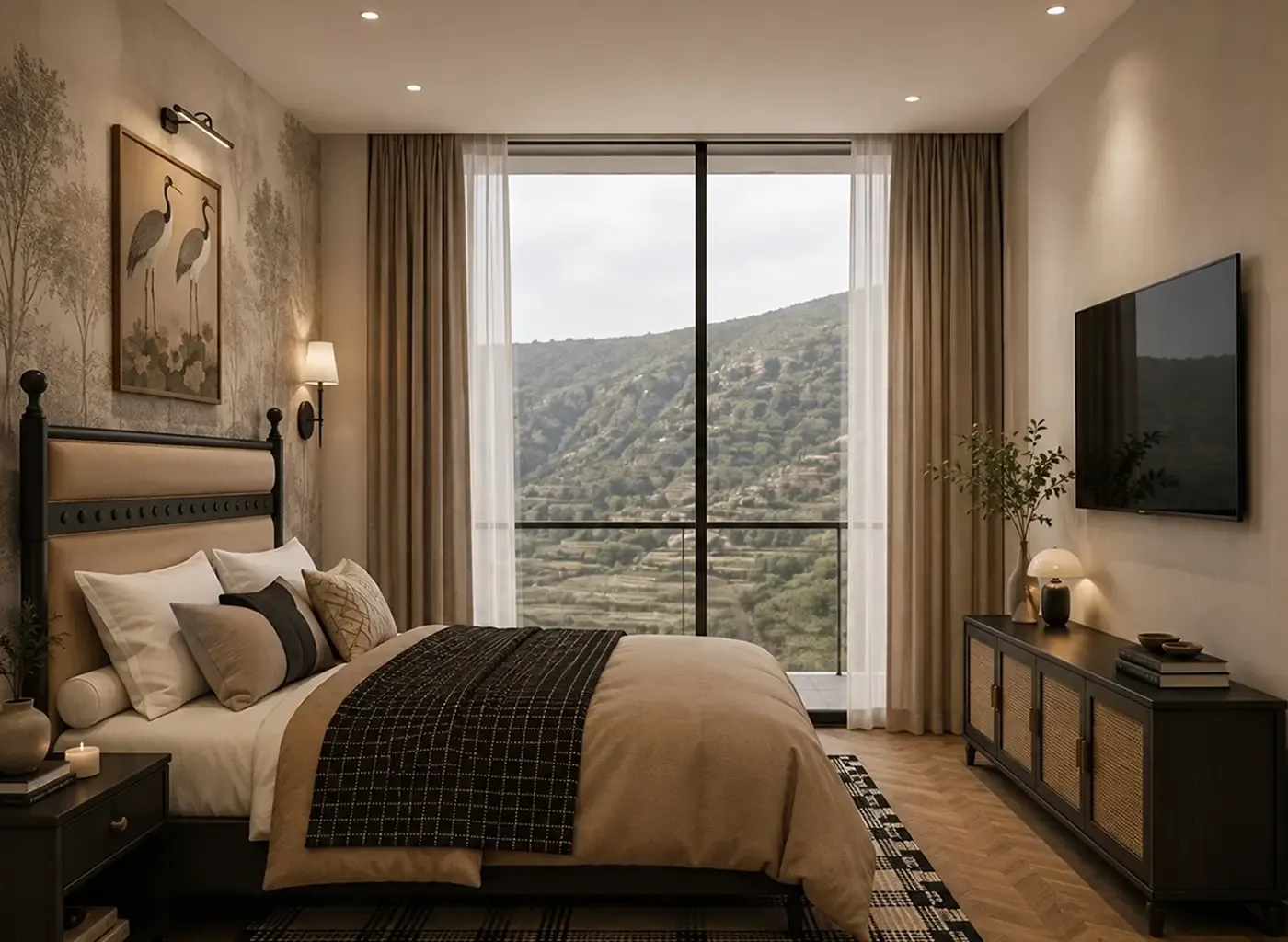 The 1 BHK Apartment bedroom