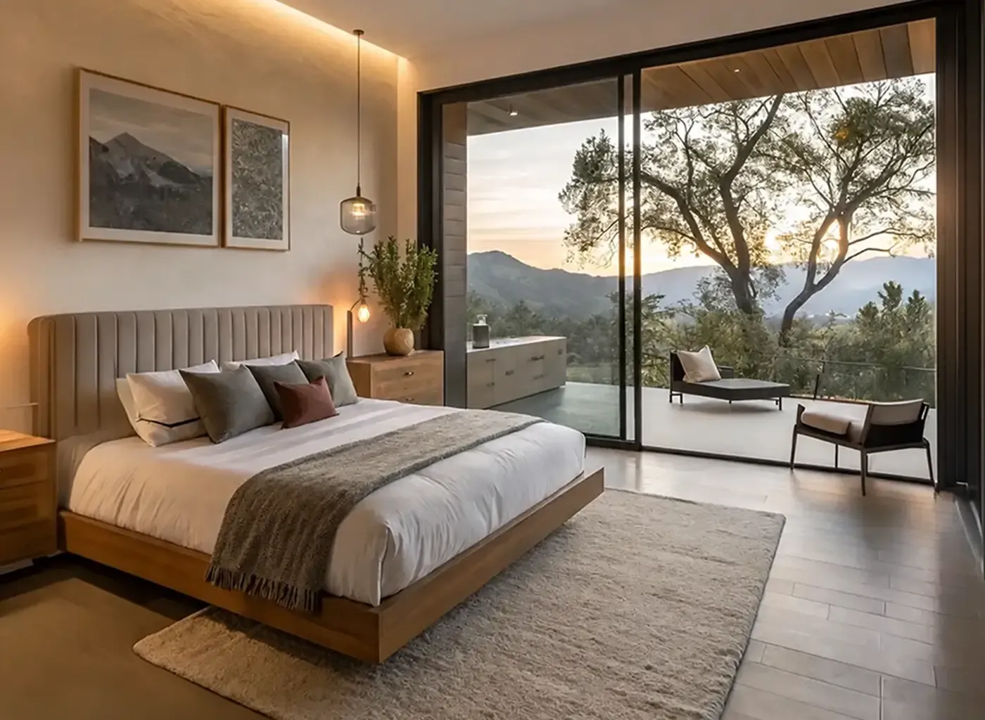 A bedroom opening onto the deck