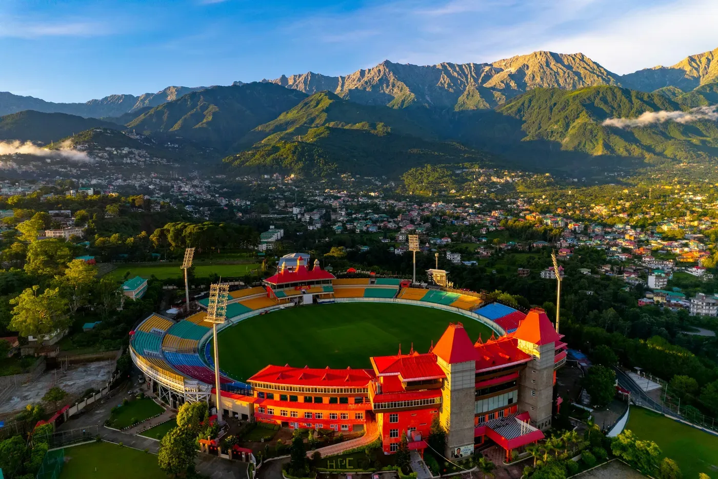 HPCA cricket stadium against the Dhauladhar range
