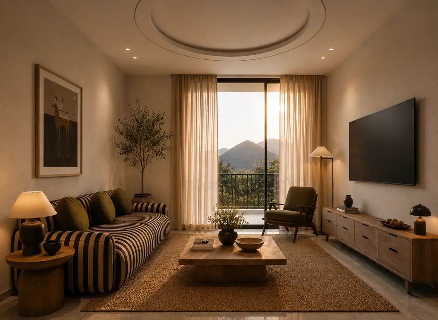 The 1 BHK Apartment living room