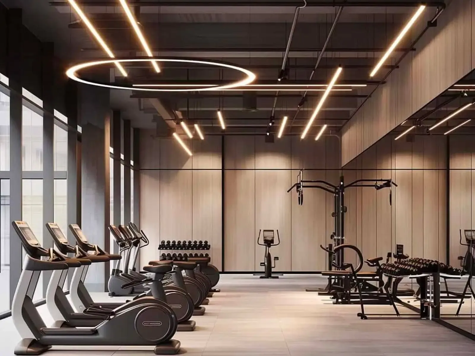 The gym with mountain views