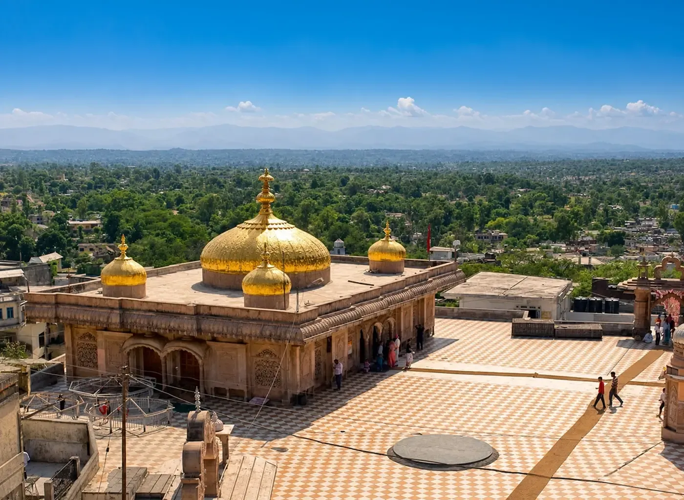 The gilded domes of the Jwala Devi temple