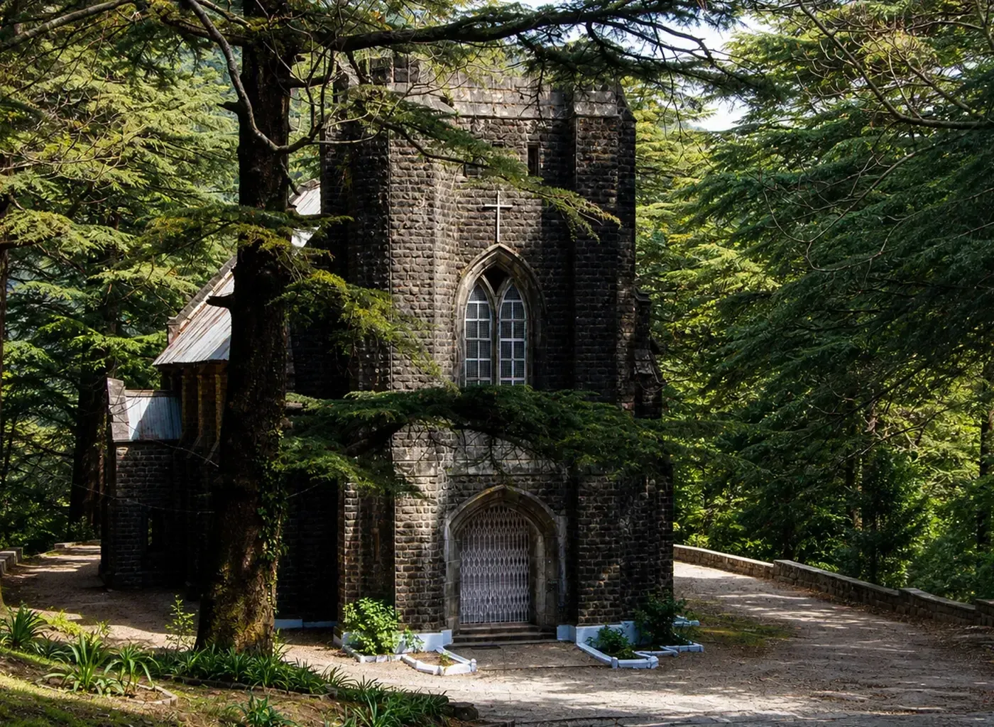 St. John in the Wilderness church beneath deodar cedars