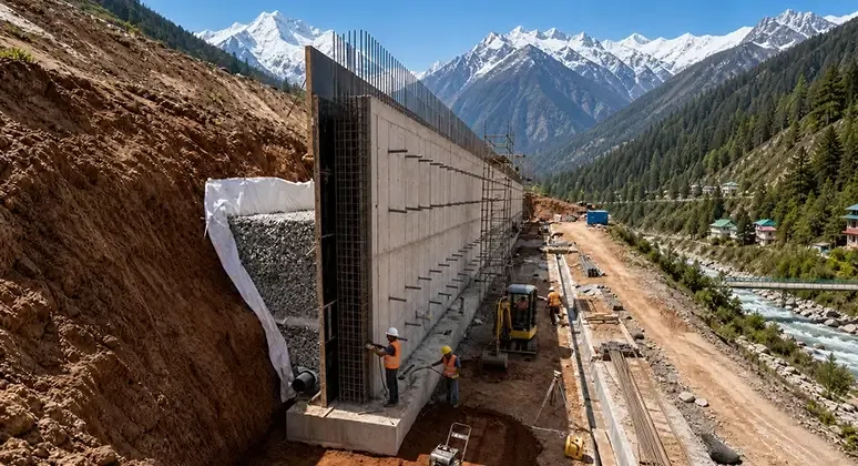 Seismic-resistant structural frame under construction